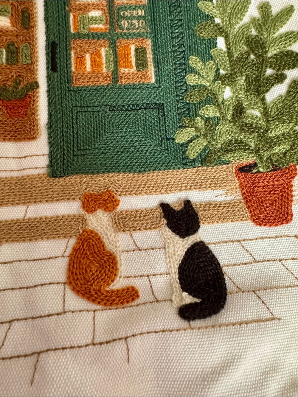 BOOK STORE & COFFEE SHOP Canvas Tote Book Bag Cats Plants Embroidered NWT - Picture 8 of 14